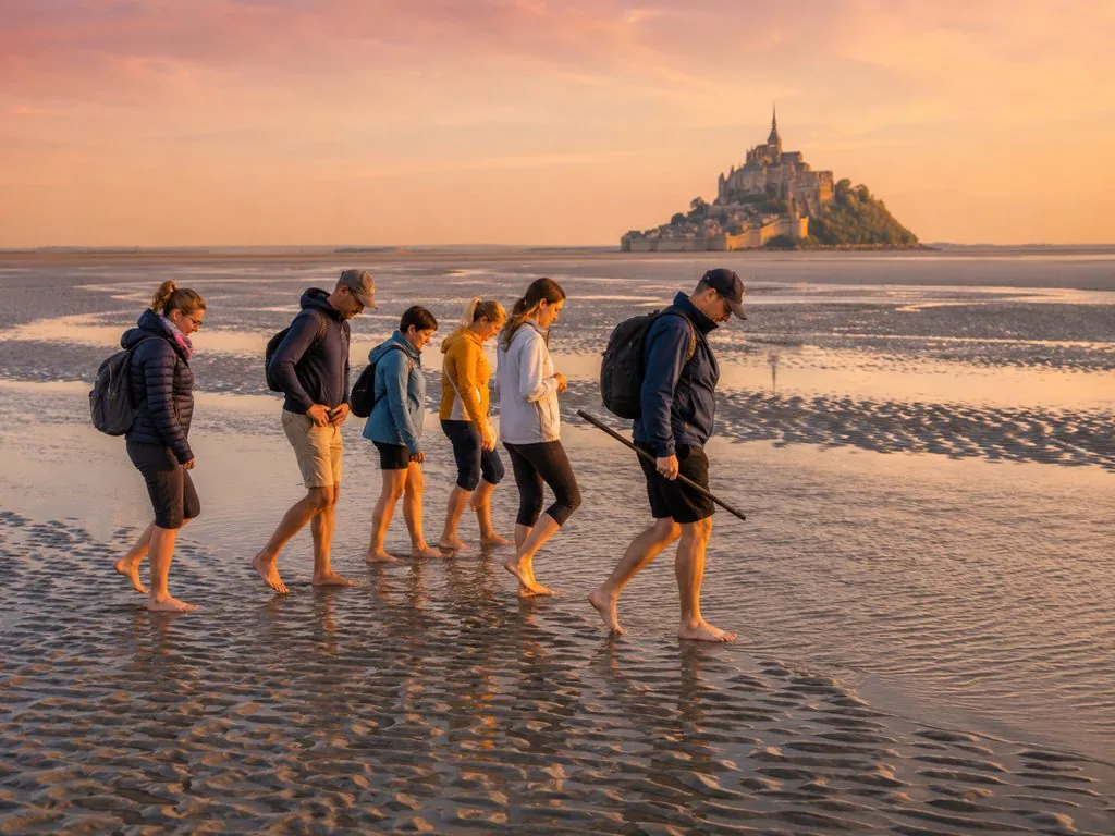 Das Watt um den Mont-Saint-Michel bei Ebbe